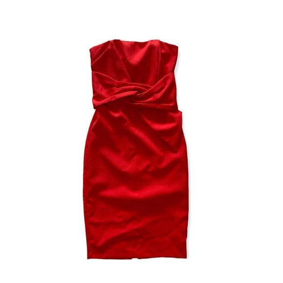 Do+Be revolve red coral strapless tie front pencil cocktail dress medium - Picture 1 of 9